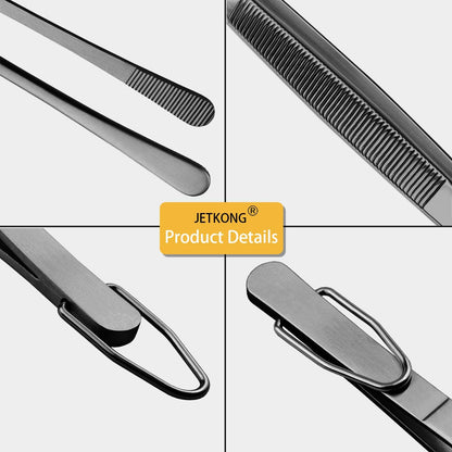 JETKONG 3 Pcs Extra Long Kitchen Tweezers 9 12 14 Inch Heavy Duty Stainless Steel Cooking Tweezers (Round Tips, Silver)