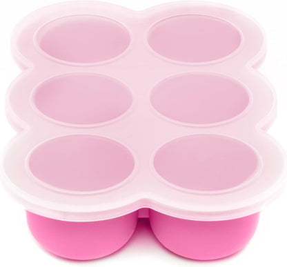 WeeSprout Silicone Freezer Tray with Clip on Lid Perfect Food Storage Container for Homemade Baby Food, Vegetable, Fruit Purees, and Breast Milk (Bright Blue, Six 3 Ounce Sections)