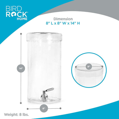 BIRDROCK HOME Beverage Dispenser with Stand & Stainless Steel Spigot - Hammered Glass Drink Dispenser for Parties Home & Events - Ideal for Serving Tea, Lemonade, Juice, Sangria, Cocktail - 1.5 Gallon