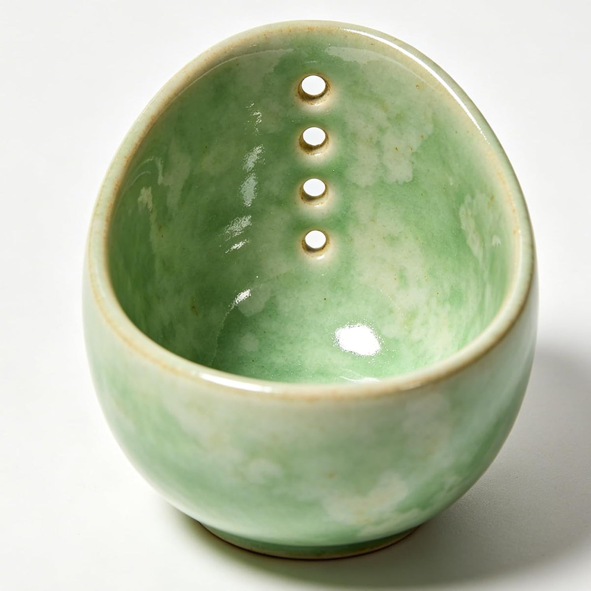 2026 Latest Herb Stripper Pottery Bowl Cutter Tool: Stripping Ceramic Fresh Herbs Kale Striper Cilantro Cutting Razor Gifts Herbalists Peeler Shredder Chopper Clay Copper Small Cup Grater (Green B)