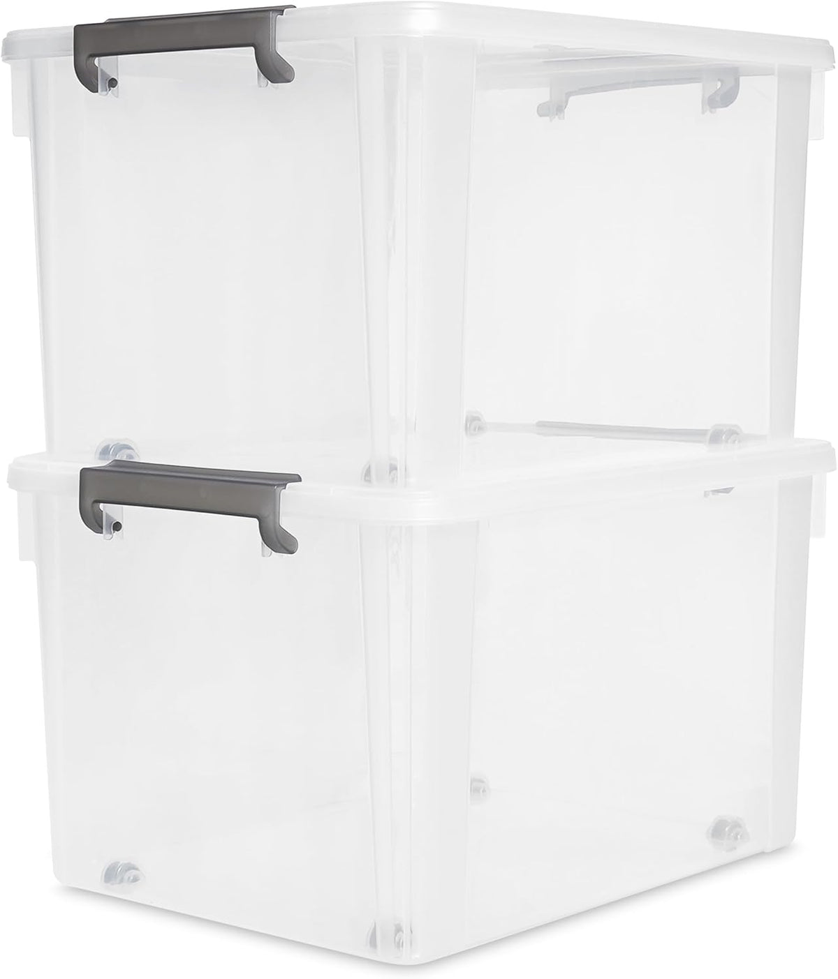 Citylife 32 QT Plastic Storage Bins with Latching Lids Stackable Storage Containers for Organizing Large Clear Storage Box for Garage, Closet, Kitchen, 4 Packs