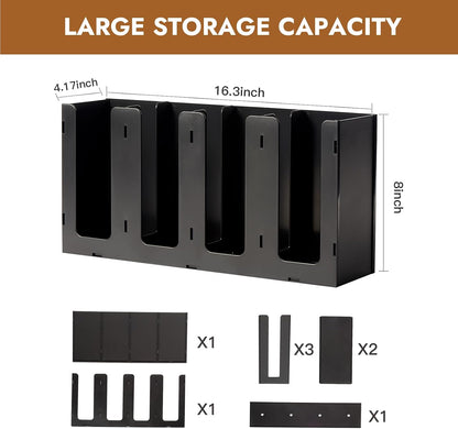 CURTA 4 Compartment Splicing Disposable Paper Cup Dispenser, Coffee and Lid Storage Organizer Holder for Countertop Bar,Restaurant,Breakroom,Party, Black
