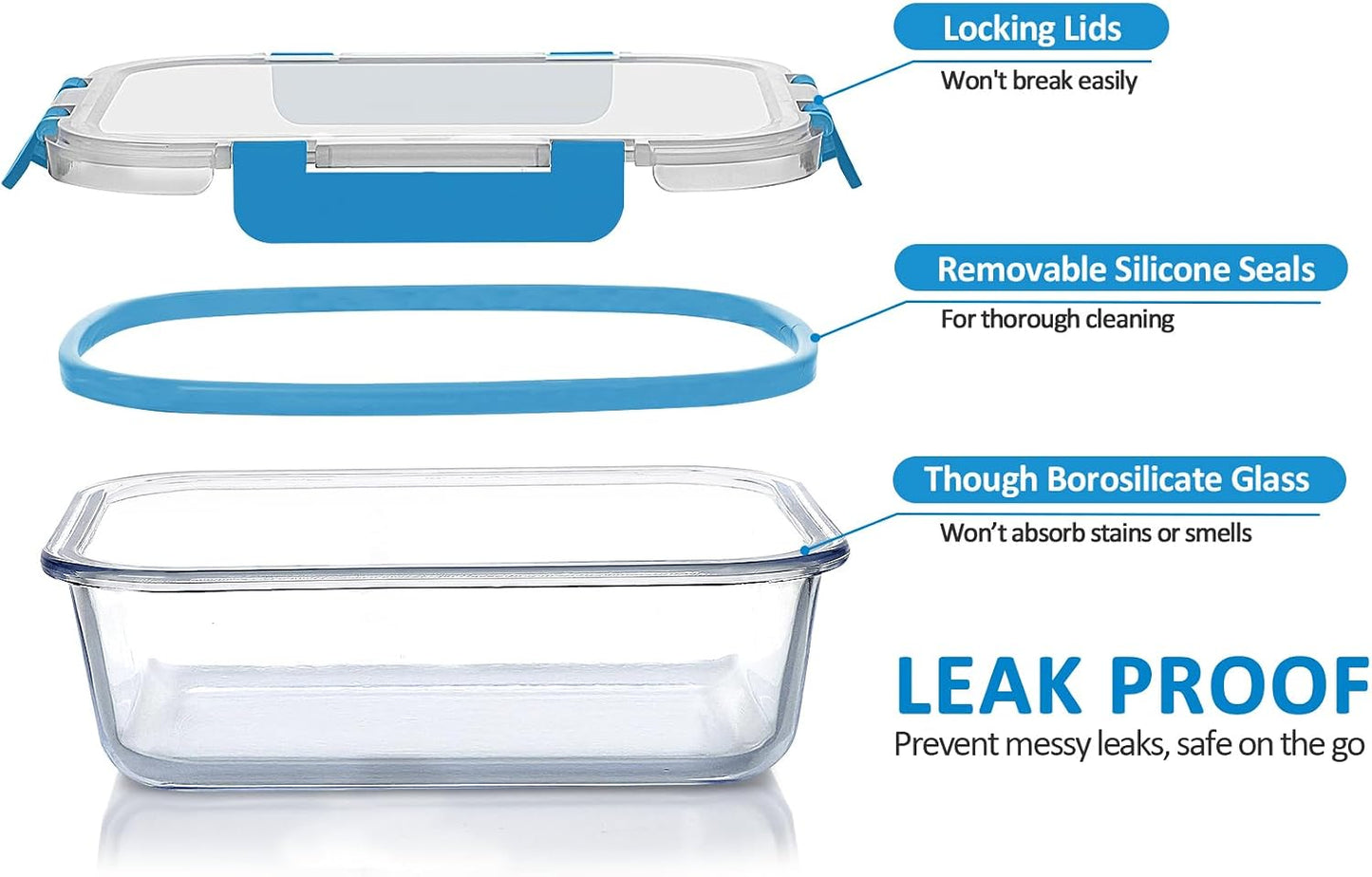 M MCIRCO 24-Piece Glass Food Storage Containers with Upgraded Snap Locking Lids,Glass Meal Prep Containers Set - Airtight Lunch Containers, Microwave, Oven, Freezer and Dishwasher
