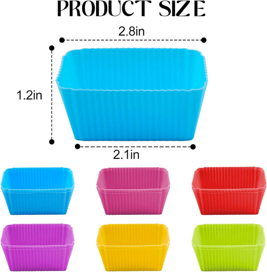 12 Pack Reusable Baking Silicone Molds, Round Cupcake Liners, Silicone Baking Cups Multicolor, Easy Clean, Heat Resistant, Muffin Cups for Homemade Birthday