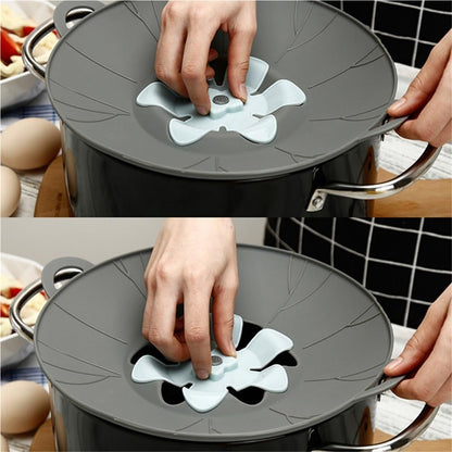 Silicone Boil Over Spill Safeguard - Food Grade Kitchen Stopper Lid For Pots And Pans - Eco-Friendly Silicone Cover In Grey And Yellow(Yellow,Small)