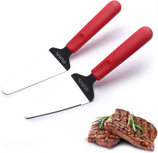 Pizza Server & Pie Spatula Set, 2 Piece Stainless Steel Pie Cutter and Server for Pizza, Cake, Pie, Quiche and Desserts, Red
