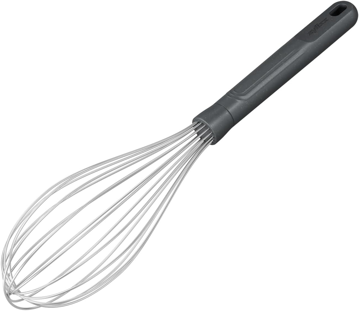 Zyliss Flat Whisk, Sustainable Wheatstraw/Nylon, Cooking Whisk forr Cooking and Serving with Heat Resistant Silicone Head, Beluga Grey, 11.9" x 2.8", Dishwasher Safe, 5 Year Guarantee