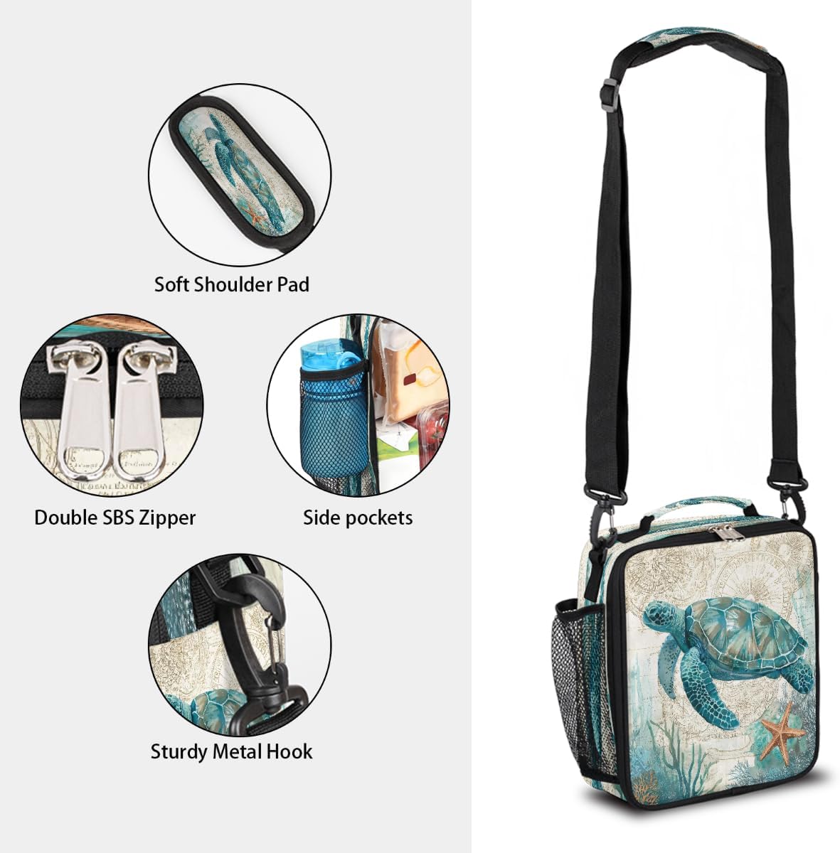 cfpolar Skull Skateboard Lunch Box for Boys Girls, Insulated Lunch Bags for Kids Reusable Mini Cooler Lunch Tote Lunchbox Thermal Meal Tote Kit with Shoulder Strap for Work School Picnic