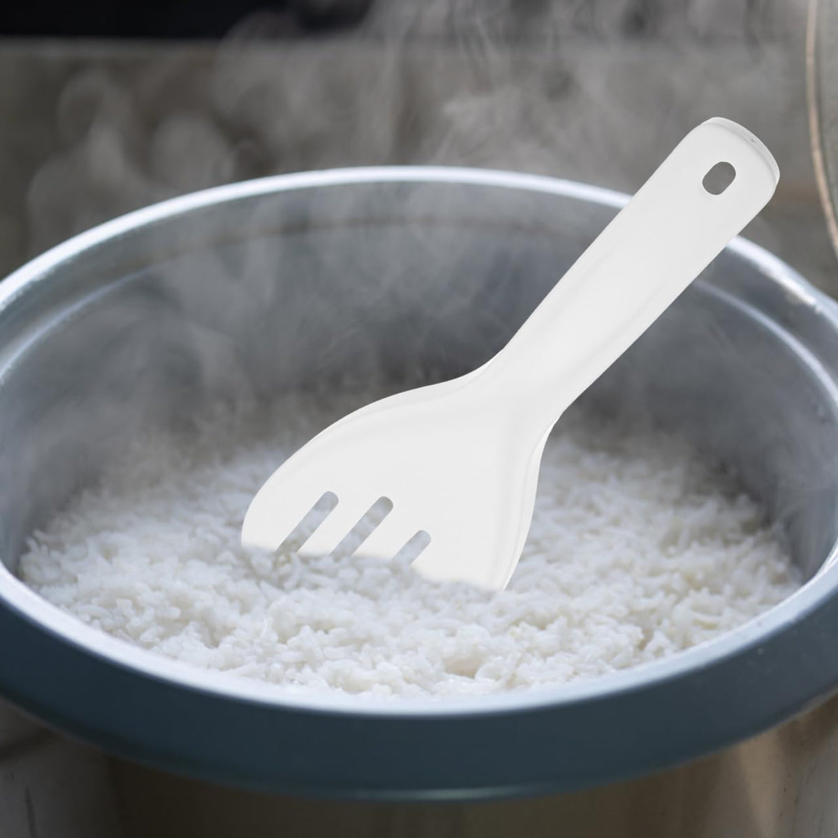 2pcs Rice Paddle Spoon Plastic Non-Stick Rice Spoon Rice Spatula Rice Cooker Spoon, Serving Spoon for Rice Kitchen Utensils for Home Restaurant Hotel White