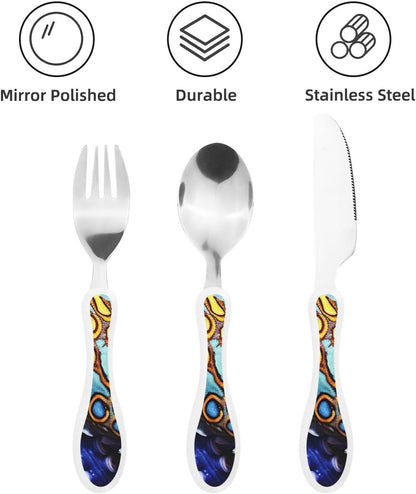 3-Piece Kids Silverware Set With Storage Case, Stainless Steel Reusable Children Safe Knife Spoon Fork Set Ballroom Dance Children Flatware Set For Kids Lunch Box