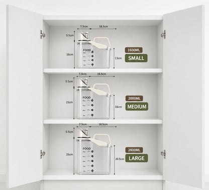 Rice Storage Container Set Airtight (3 Pack) – Pour Spout Pantry Containers for Cereal, Flour & Dry Food, BPA-Free Clear Kitchen Organizer (Small Medium Large)