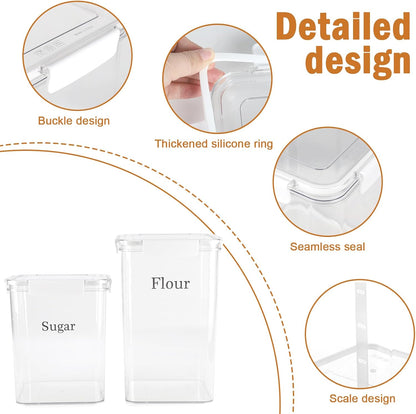 Set of 2 Large Food Storage Jars 4L - Airtight Containers with Lids, White with Free Spoon - Kitchen Canisters for Sugar,Flour,Coffee,Pantry Organization-S