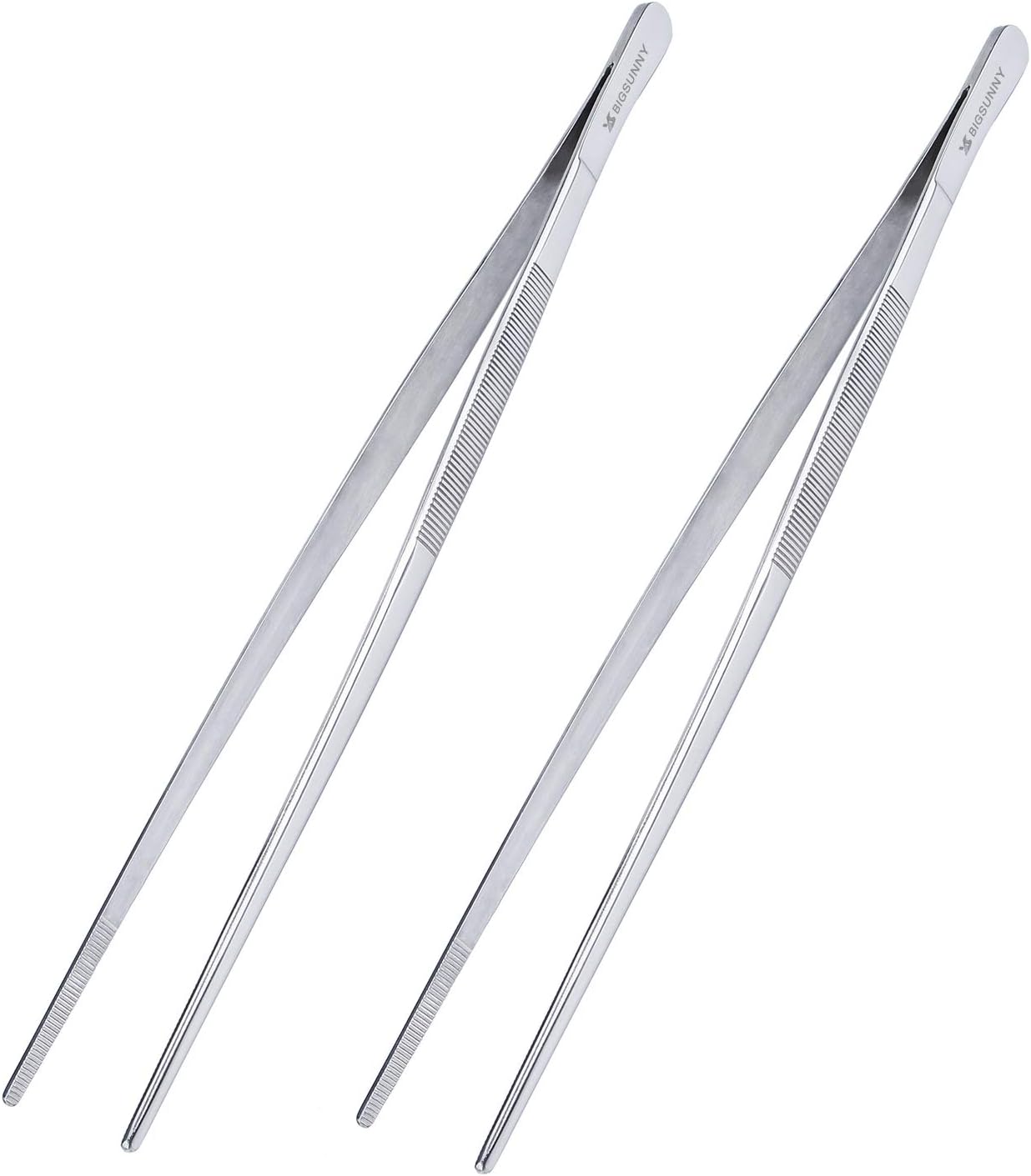 Set of 3 Kitchen Tweezers Fine Tweezer Tongs, MSY BIGSUNNY Stainless Steel Food Tweezers, Precision Serrated Tips Food Tongs (8.5" 10" and 12")