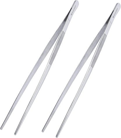 Set of 3 Kitchen Tweezers Fine Tweezer Tongs, MSY BIGSUNNY Stainless Steel Food Tweezers, Precision Serrated Tips Food Tongs (8.5" 10" and 12")