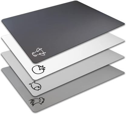 Fotouzy Plastic Cutting Boards with Food Icons, Set of 4, Flexible Cutting Mats with Hole, BPA-Free, Non-Slip and Dishwasher Safe, Modern Neutral Colors