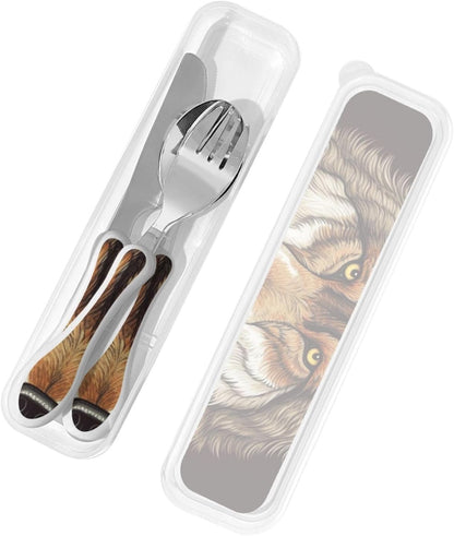3-Piece Kids Silverware Set With Storage Case, Stainless Steel Reusable Children Safe Knife Spoon Fork Set Candy Children Flatware Set For Kids Lunch Box