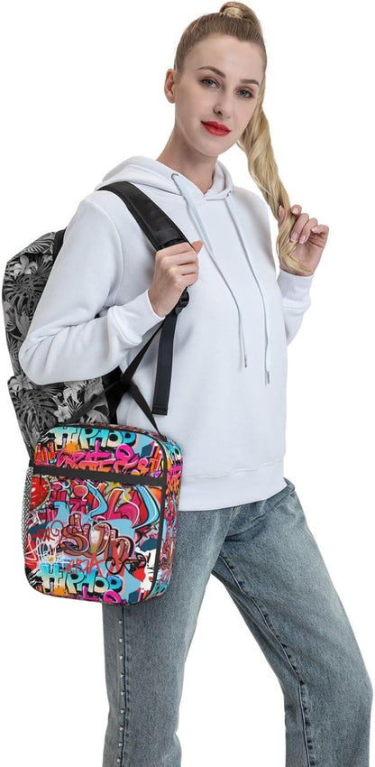 Black Cat Reusable Lunch Box Food Bag Insulated Lunch Bag for Teenage Boys Girls School Beach