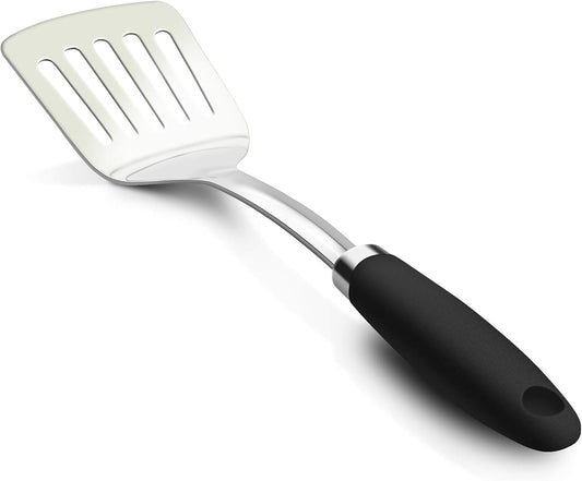 Stainless Steel Slotted Turner Spatula, Thin Edge Turner, Silver | Thin-edge Metal Spatula for Cast Iron and Stainless Steel Pans; Flips Eggs, Pancakes Burgers; Dishwasher Safe