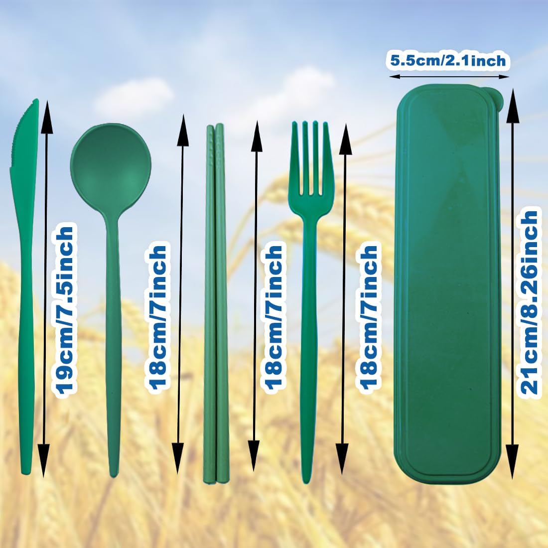ELANE 4 Sets Reusable Travel Utensils Set with Case,Camping Cutlery Set Reusable Cutlery Set with Case,Utensil Sets for Lunch Picnic Daily Use Outdoor