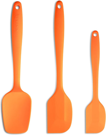 Silicone Spatula 3-piece Set, Ergonomic Handle High Heat-Resistant Spatulas, Non-stick Rubber Spatulas with Stainless Steel Core, Black
