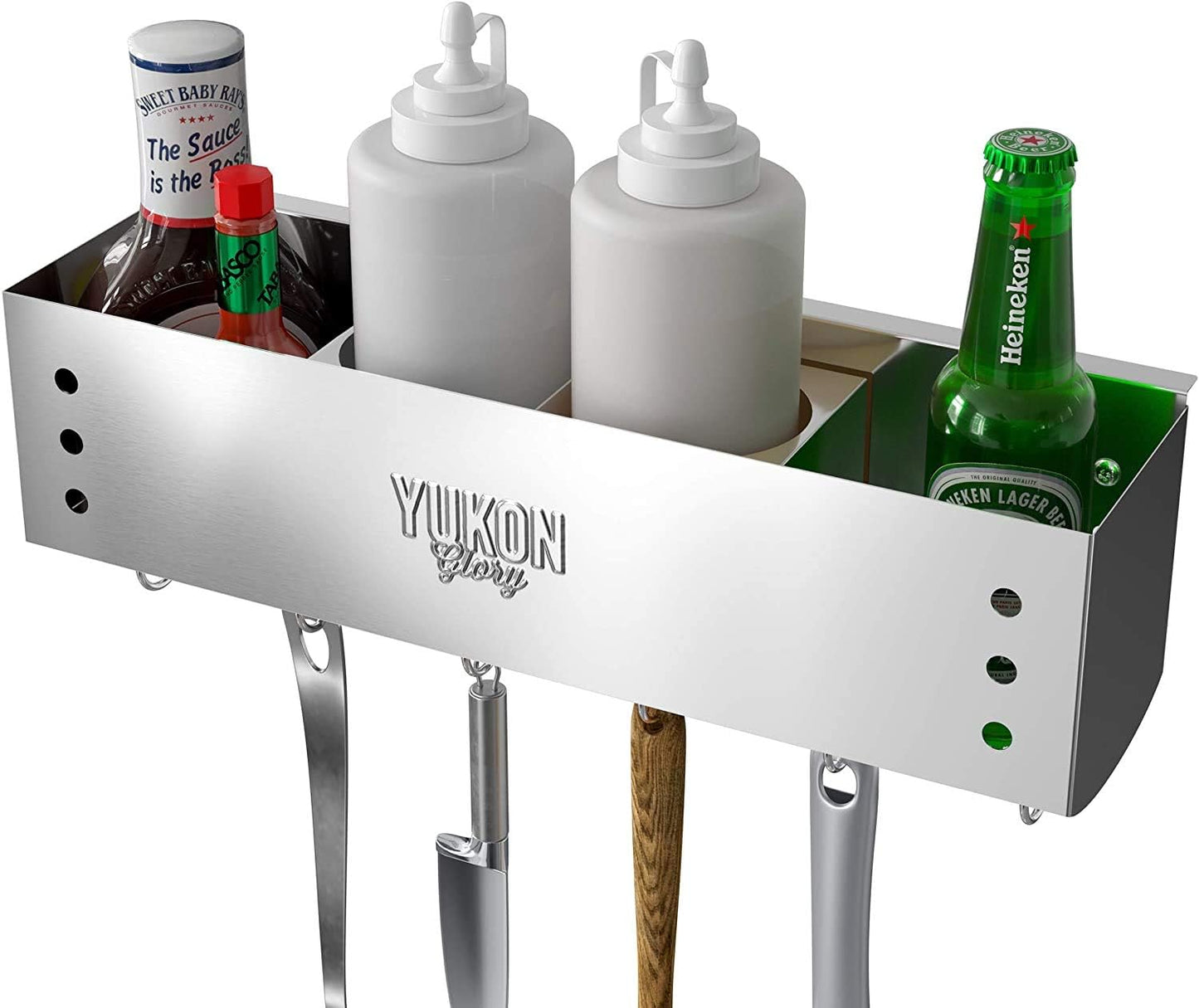 Yukon Glory BBQ Caddy Organizer - Stainless Steel Griddle Caddy for Char-Broil 4-Burner Grills - Clean & Organized Grill Station