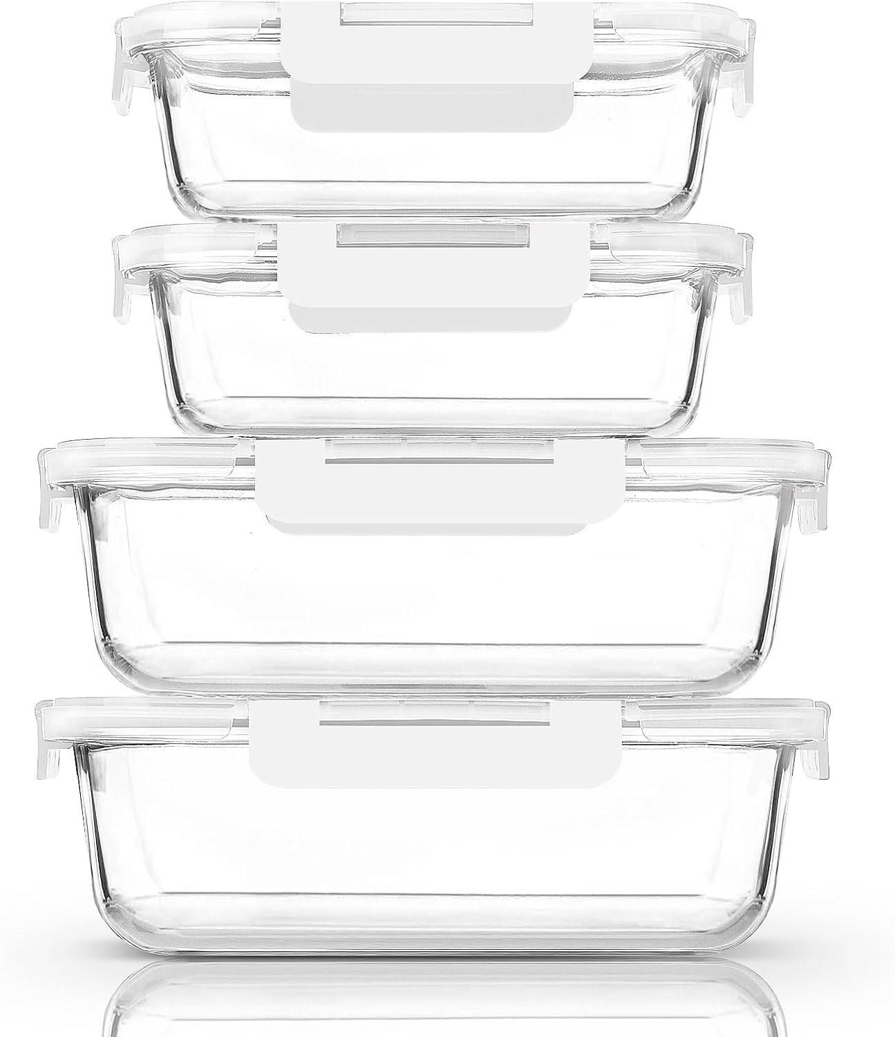 M MCIRCO [80 oz & 36 oz Extra Large Glass Food Storage/Baking Containers Set with Lids, 2 Pack 80 oz(10 cup)&2 Pack 36 oz (4.5 cup) Airtight Glass Container,Microwave,Oven,Freezer and Dishwasher