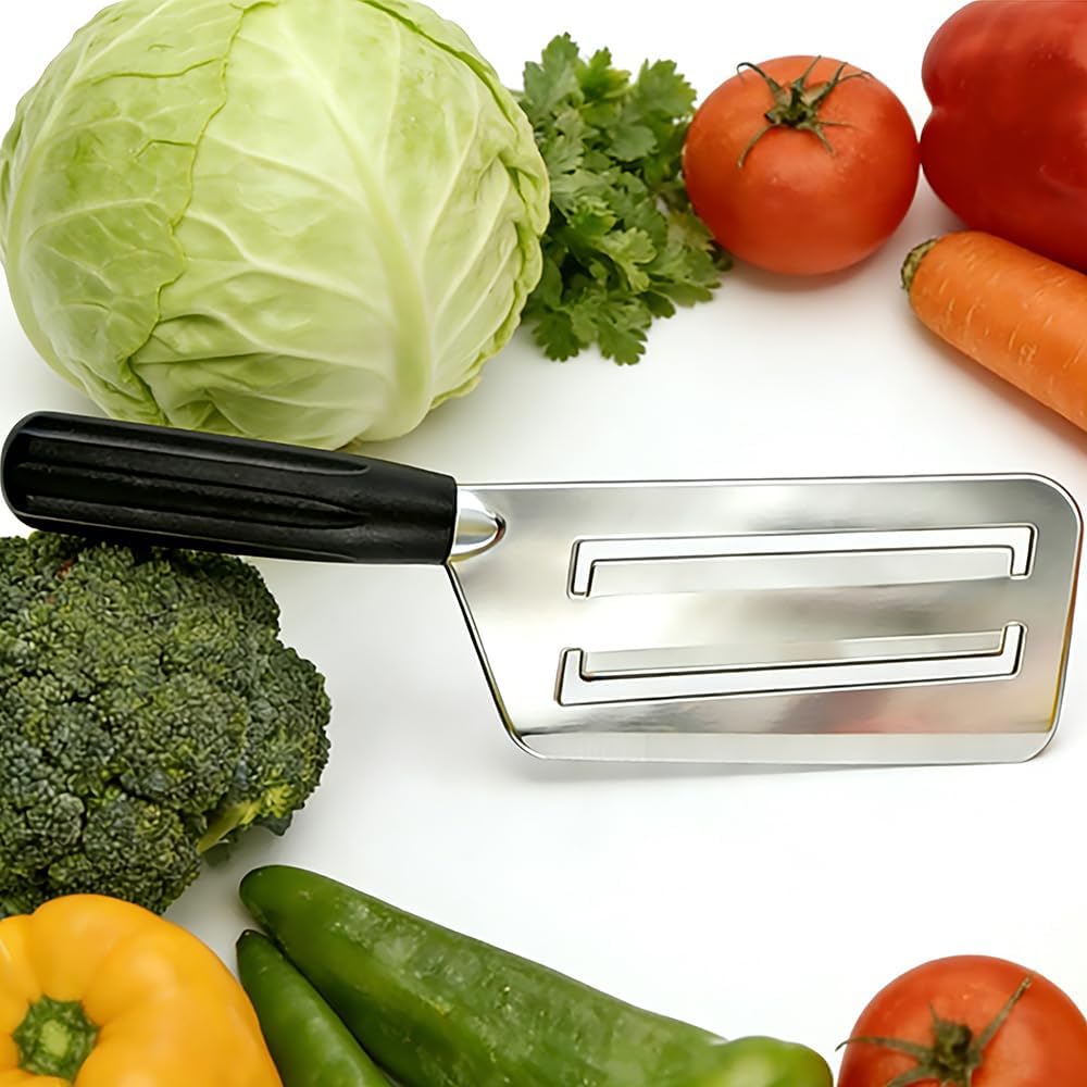 German Steel Professional Sauerkraut Cabbage Slicer, Wide Blade Stainless Steel Shredder Chopper with Comfort Grip Handle, Multi-Purpose Chopping Knife for Vegetables and Fruits