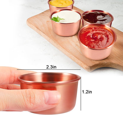 Ramekin Sauce Dipping Bowl Mini Sauce Cups Pudding Condiment Cups for Home Party Stainless Steel (Sliver 12 Pack 50ml)
