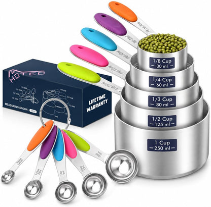 HOTEC 10-Pack Measuring Cups & Spoons Set, Multicolor