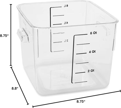 Rubbermaid Commercial Products Space Saving Square Food Storage Container 6 Quart Clear for Kitchen/Sous Vide/Meal Prep