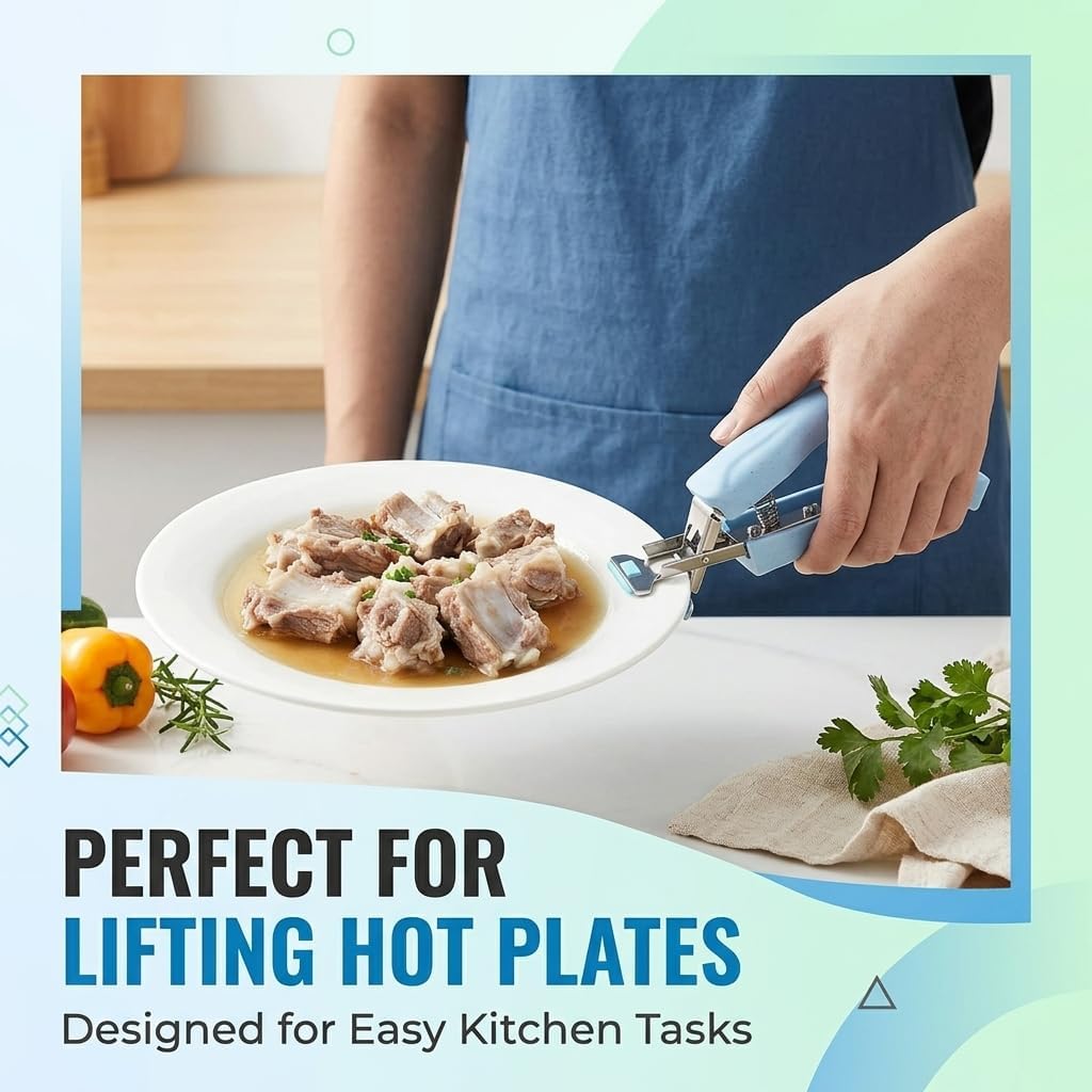 Anti Scald Plate Gripper and Thick Silicone Pinch Mitts Set, Hot Bowl Holder Retriever Tongs, Heat Resistant Oven Gloves Clip for Moving Hot Dishes