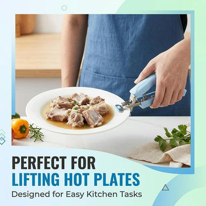 Anti Scald Plate Gripper and Thick Silicone Pinch Mitts Set, Hot Bowl Holder Retriever Tongs, Heat Resistant Oven Gloves Clip for Moving Hot Dishes