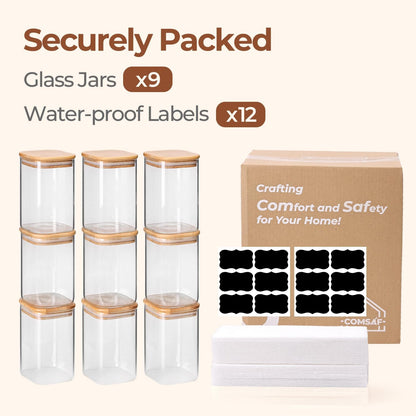 ComSaf 2Pcs Large Glass Storage Containers with Lids 4Qt, 1 Gallon Wide Mouth Flour Sugar Storage Containers, Large Capacity and Sealed for Rice, Cereal, Oat, Easy Clean and Scoop, Pantry Organization