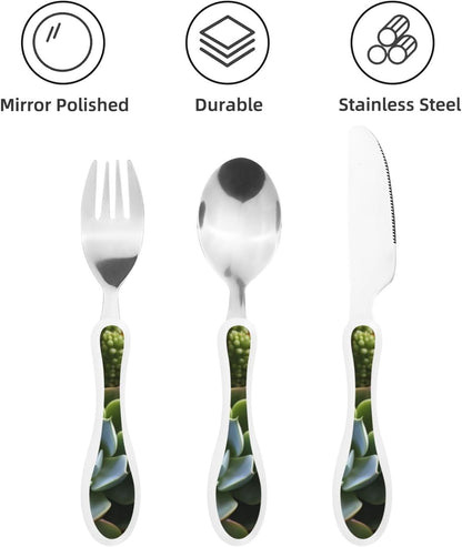 3-Piece Kids Silverware Set With Storage Case, Stainless Steel Reusable Children Safe Knife Spoon Fork Set Animal Cartoon Owls Cute Children Flatware Set For Kids Lunch Box