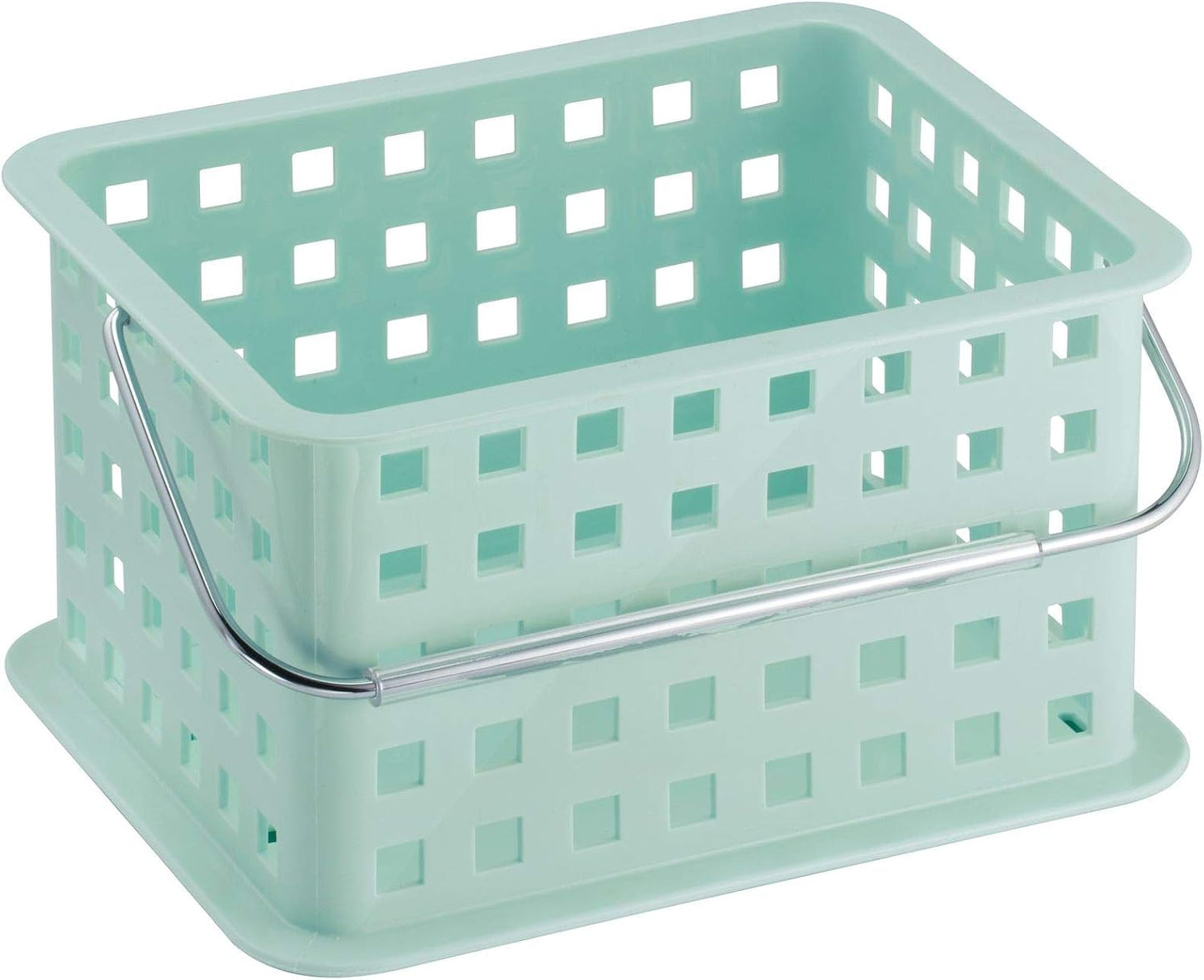 iDesign Spa BPA-Free Plastic Small Stackable Basket with Handle - 9.25" x 7" x 5", Mint