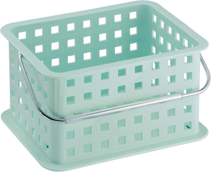 iDesign Spa BPA-Free Plastic Small Stackable Basket with Handle - 9.25" x 7" x 5", Mint