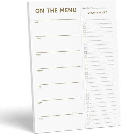 XXINMOH Gold Weekly Meal Planner and Grocery List Magnetic Notepad for Bridge, Meal Planning Pad with Tear Off Shopping List. Plan Weekly Menu Food for Weight Loss or Dinner List for Family (7x10”)