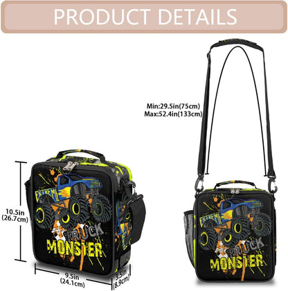 cfpolar Skull Skateboard Lunch Box for Boys Girls, Insulated Lunch Bags for Kids Reusable Mini Cooler Lunch Tote Lunchbox Thermal Meal Tote Kit with Shoulder Strap for Work School Picnic