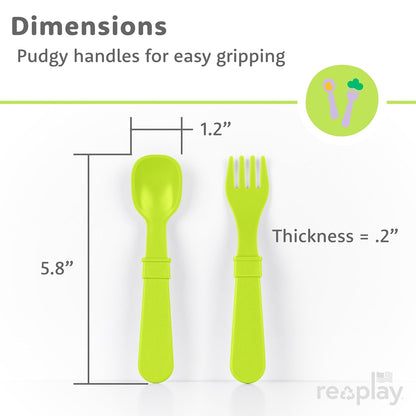 Re-Play Toddler Forks and Spoons Set - 4x4 Utensils Set for Kids - Dishwasher and Microwave Safe - Made in USA - Set of 8-5.8" x 1.2" x 0.2" - Princess
