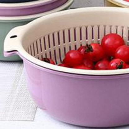 2 in 1 Colander Bowl Set, Detachable Strainer and Serving Bowl Kitchen Fruit Vegetable Washing Drainer for Home Meal Prep and Salad Making (Extra Large 20x9x24cm)