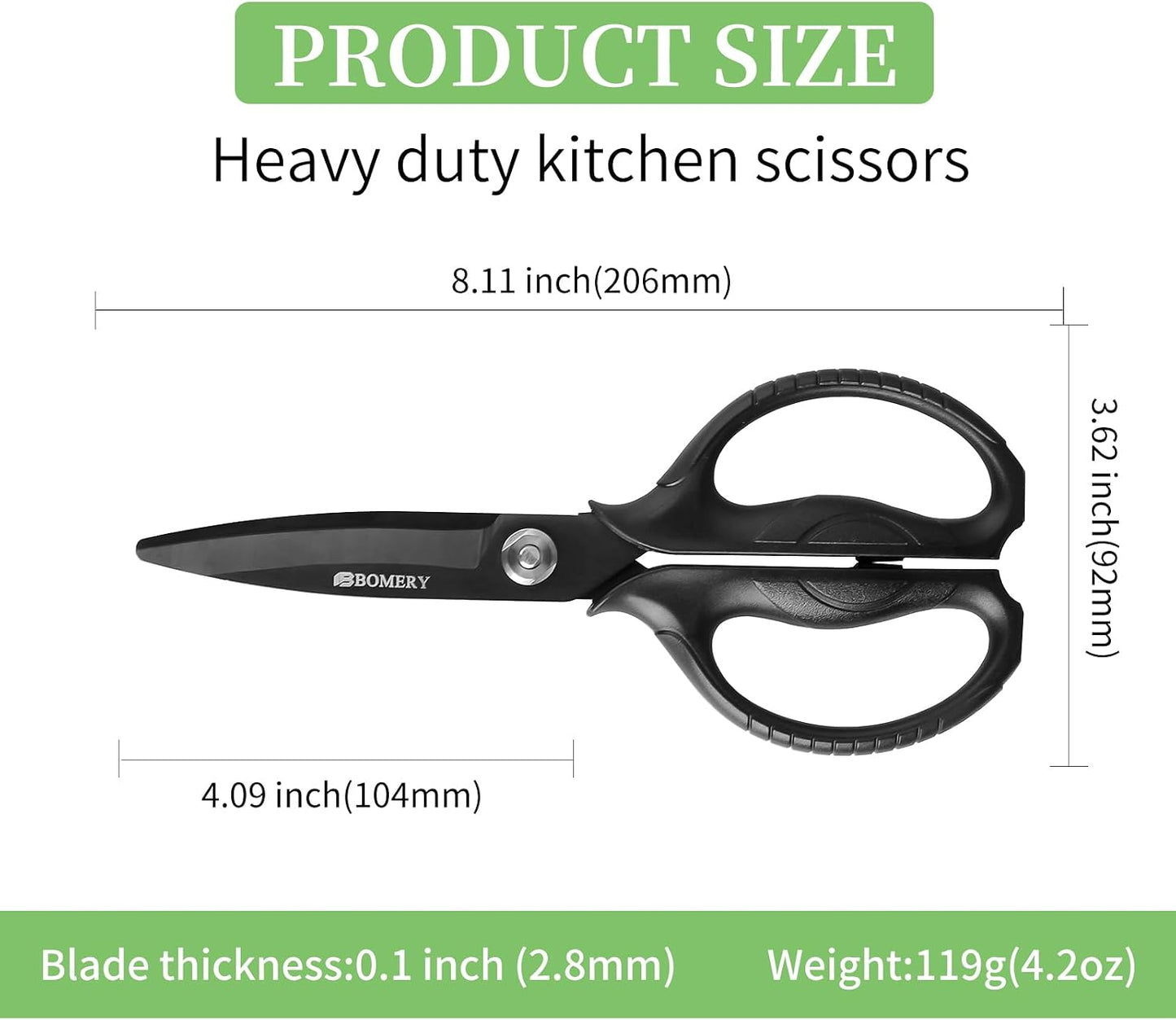 Kitchen Shears, 5CR15MOV Stainless Steel Sharp Kitchen Scissors Detachable, Heavy Duty Food Scissors for Cooking, Poultry, Vegetables, Herbs - Black Titanium Coated