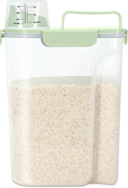 TBMax Rice Container 10 Lbs, Cereal Container Oatmeal Storage, Airtight Food Dispenser with Easy-pouring Spout & Handy Cup for Flour Grain Beans, Pet Dog Cat Bird Food Storage Container