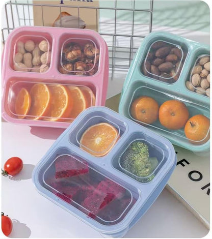 Emptycolor 3 Pack 3 Compartment Lunch Snack Containers with Lids, Meal Prep Bento Snack Boxes, BPA Free, Reusable Food Storage Lunchable Containers for People Work Travel