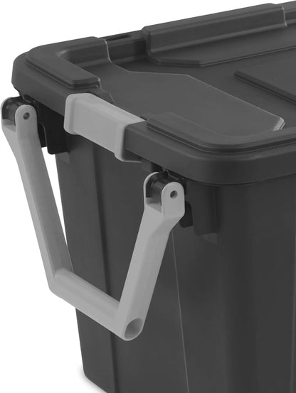 40 Gallon Extra-Large Wheeled Storage Bin, Heavy Duty Plastic Tote with Latching Lid and Pull Handle, Industrial Stackable Container for Garage, Moving