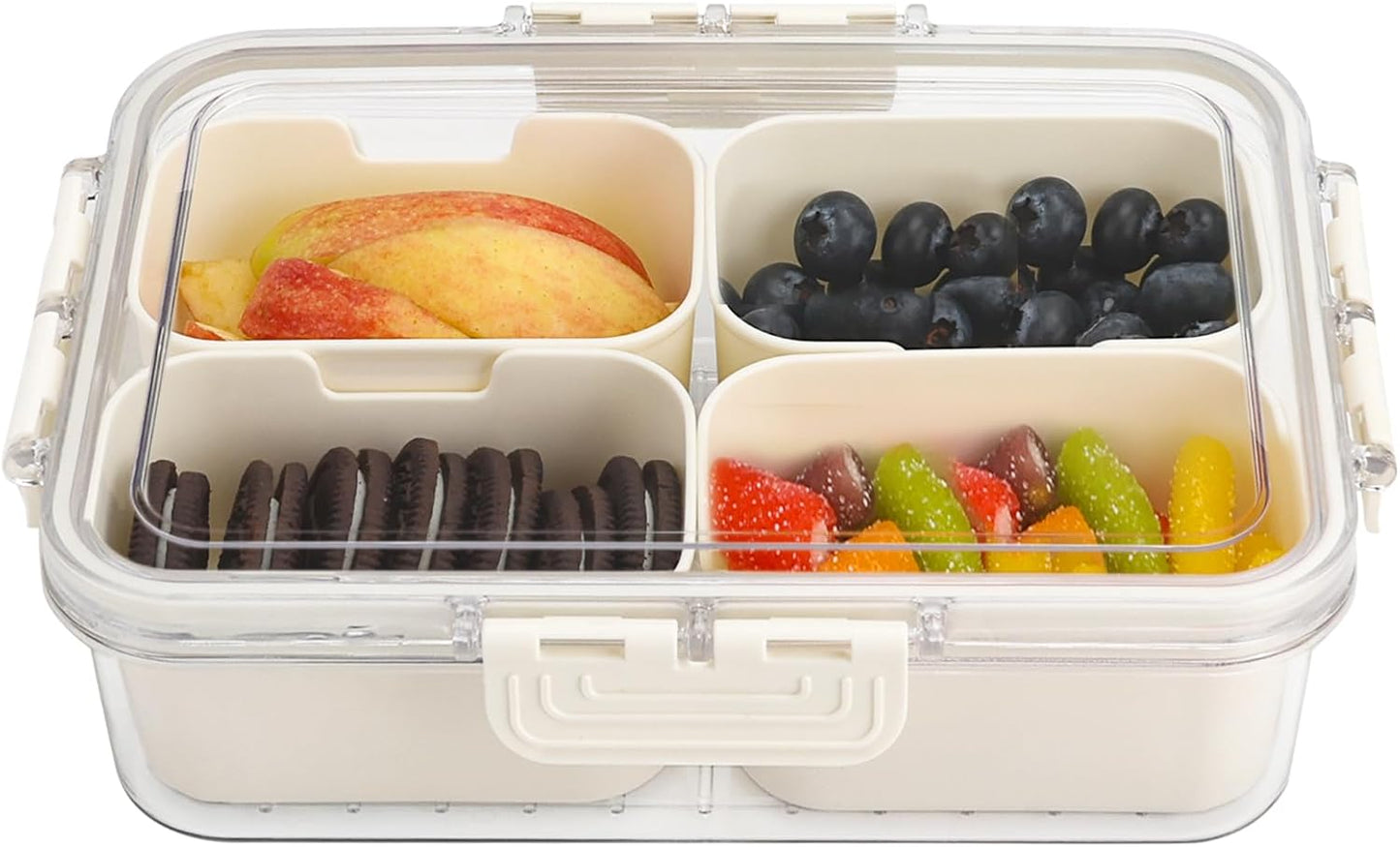 shopwithgreen 2Pcs Divided Serving Tray with Lid and Handle, Portable Snackle Box Snack Containers for Charcuterie, Party, Veggies, Snack, Fruit, Nuts, Candy, Chip, Entertaining, Picnic