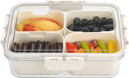 shopwithgreen 2Pcs Divided Serving Tray with Lid and Handle, Portable Snackle Box Snack Containers for Charcuterie, Party, Veggies, Snack, Fruit, Nuts, Candy, Chip, Entertaining, Picnic