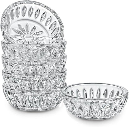 kanpura Mini Glass Bowls, Square Prep Bowl, Dishwasher Safe, Pinch Bowls for Dipping Spices Sauce, Stackable, 1.8 oz, Set of 6, (Clear)