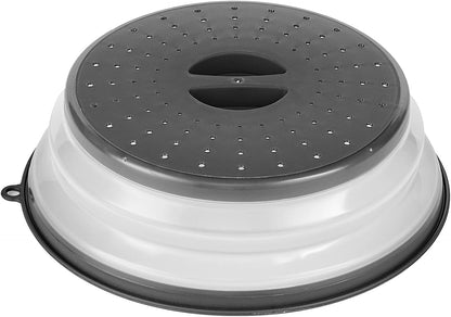 VEVOR Microwave Splatter Covers, 10.4" Collapsible Microwave Lid for Food, 300°F Heat-Resistant PP Splatter Guard for Plate Dish, Multi-Use Kitchen Colander Gadget for Washing Fruits Vegetables