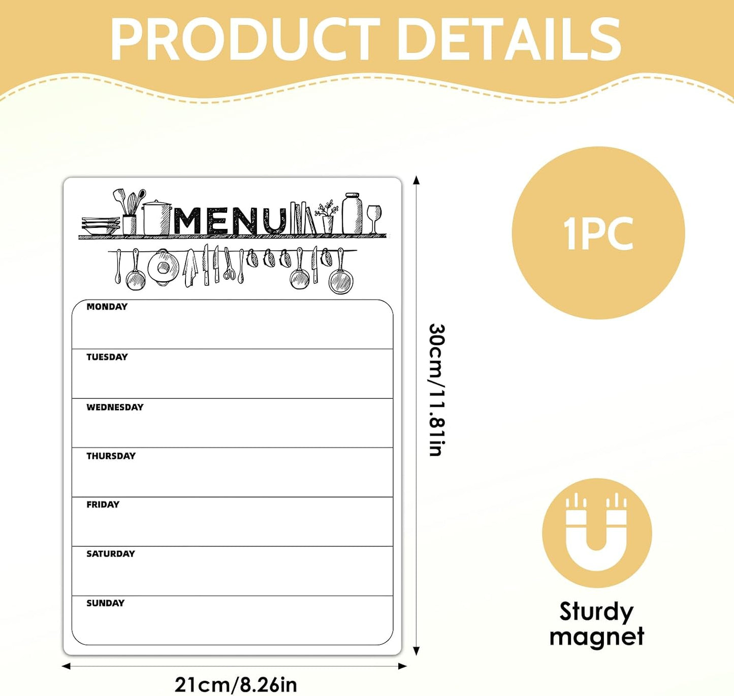 Dry Erase Magnetic Calendar for Refrigerator Clear Weekly Planner Daily Menu Board for Kitchen Dinner Menu Magnet for Fridge Family Schedule Planning List Boards 8.5x12 inch