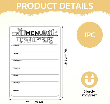 Dry Erase Magnetic Calendar for Refrigerator Clear Weekly Planner Daily Menu Board for Kitchen Dinner Menu Magnet for Fridge Family Schedule Planning List Boards 8.5x12 inch